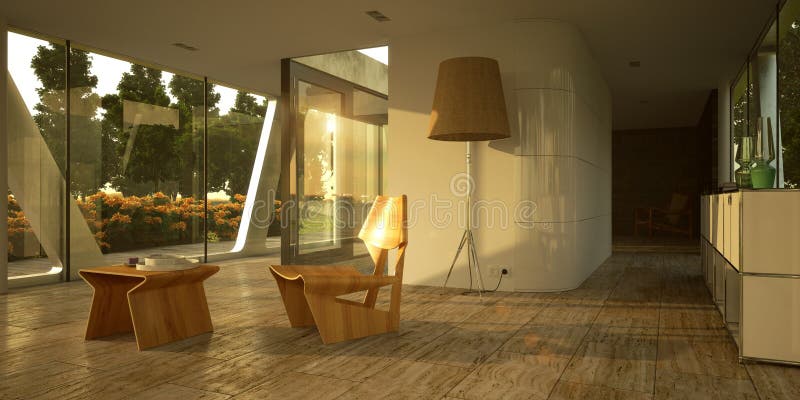 Interiore minimalista moderno illustrazione di stock