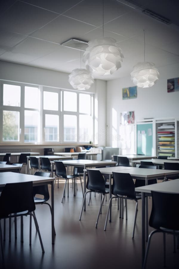 Interiors of classroom with window, created using generative ai technology vector illustration