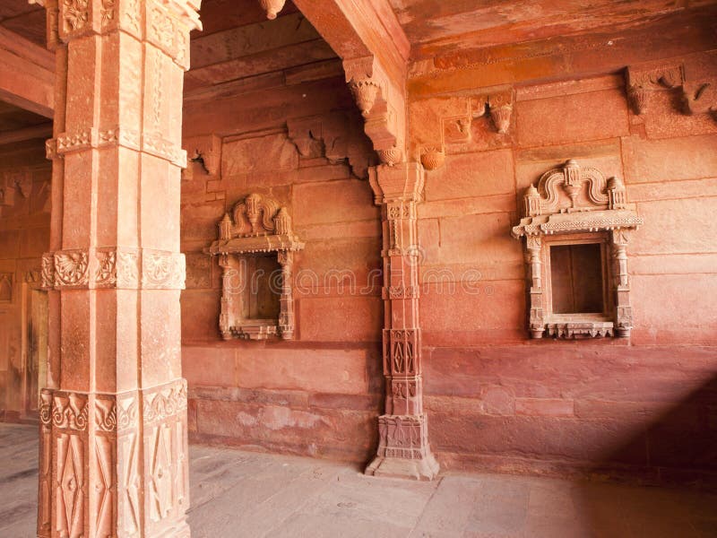 Beautiful carving sandstone in a room of Fatehpur Sikri, Agra, Uttar Pradesh, India. Beautiful carving sandstone in a room of Fatehpur Sikri, Agra, Uttar Pradesh, India