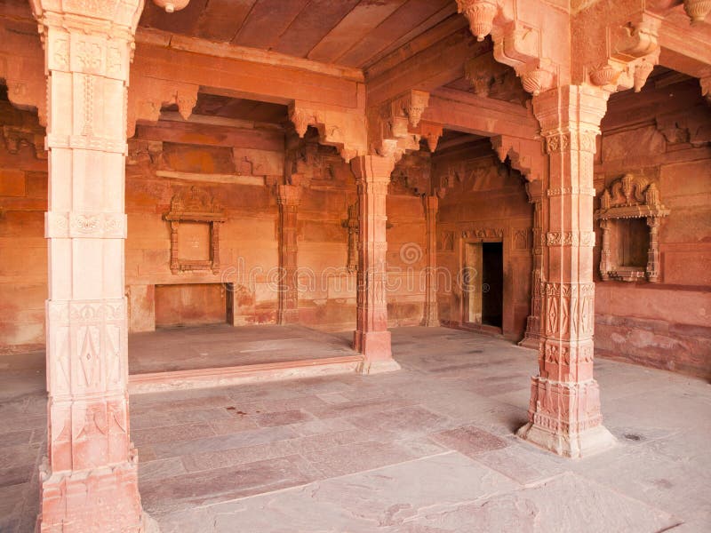 Beautiful carving sandstone in a room of Fatehpur Sikri, Agra, Uttar Pradesh, India. Beautiful carving sandstone in a room of Fatehpur Sikri, Agra, Uttar Pradesh, India