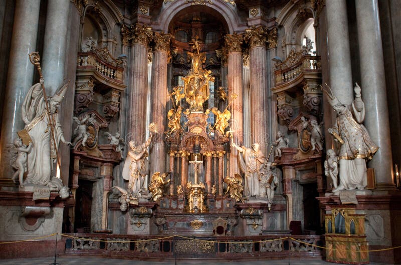 Interiors of St. Nicholas Church on Lesser Town in Prague