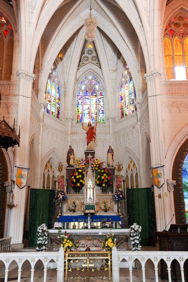 The Interiors of St. Philomena S Cathedral at Mysore Stock Photo
