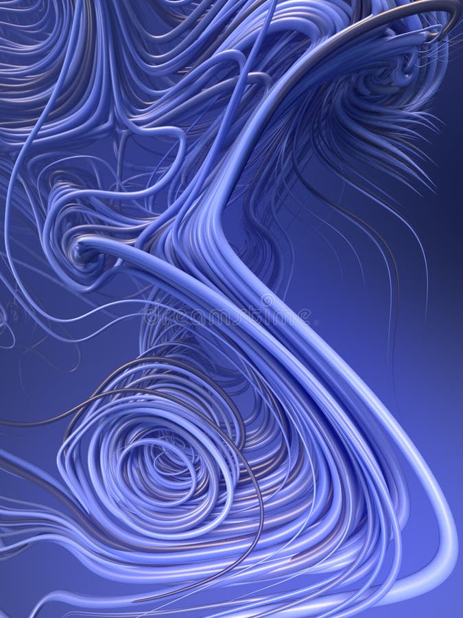 Interlacing abstract blue colored curves. 3D rendering stock illustration