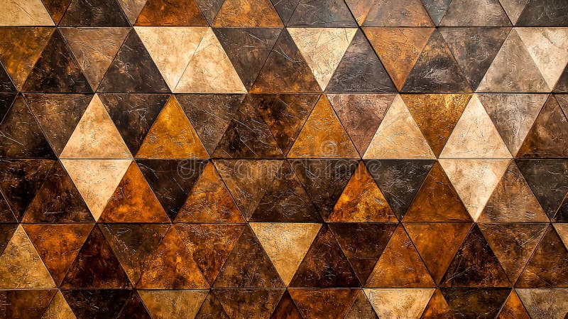 Interlocking earthy-toned triangles create a rustic, textured geometric abstract art piece royalty free illustration