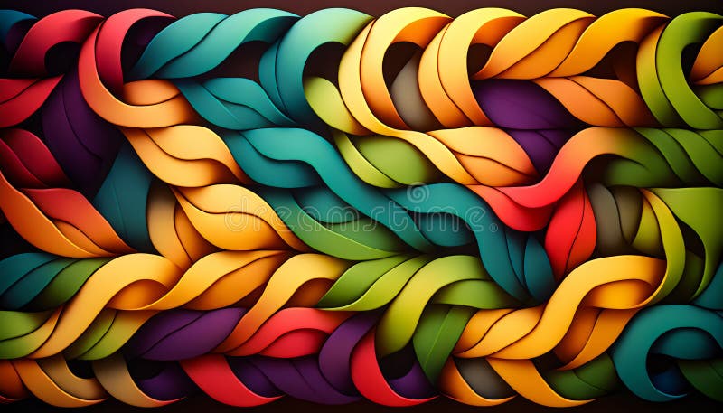 Interlocking multi colored woven fabric texture as background illustration (Generative AI royalty free illustration