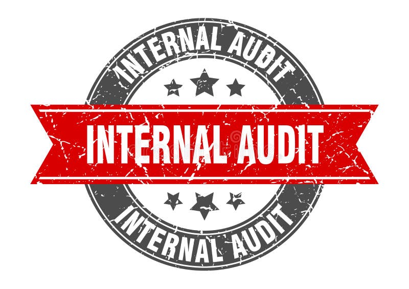 Internal audit round stamp with ribbon. label sign vector illustration