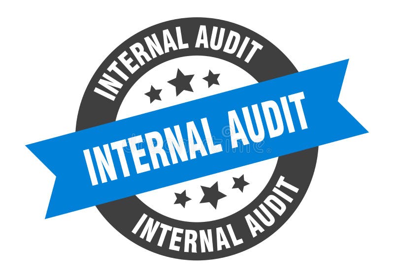 Internal audit sign. round ribbon sticker. isolated tag stock illustration