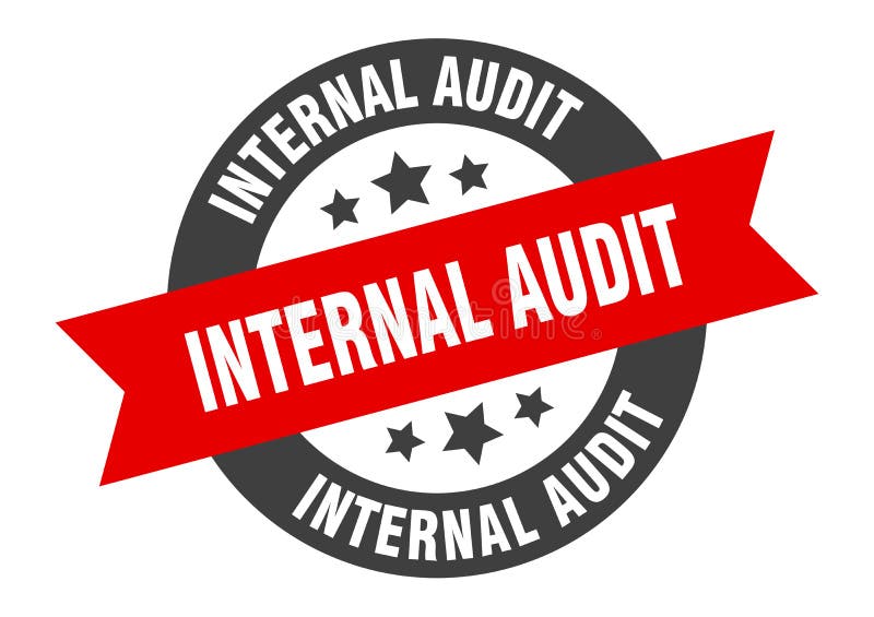 Internal audit sign. round ribbon sticker. isolated tag royalty free illustration