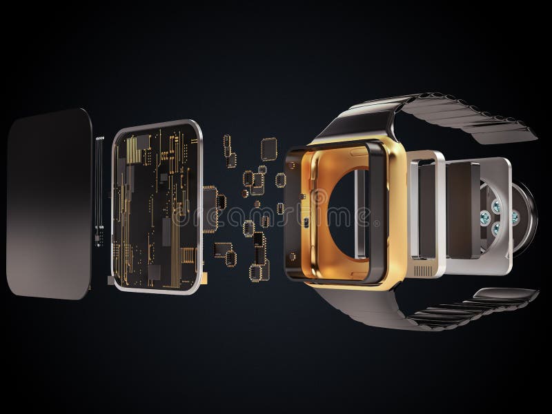Internal Inside Electronic Smart Watches. 3D Illustration Stock Illustration Illustration of