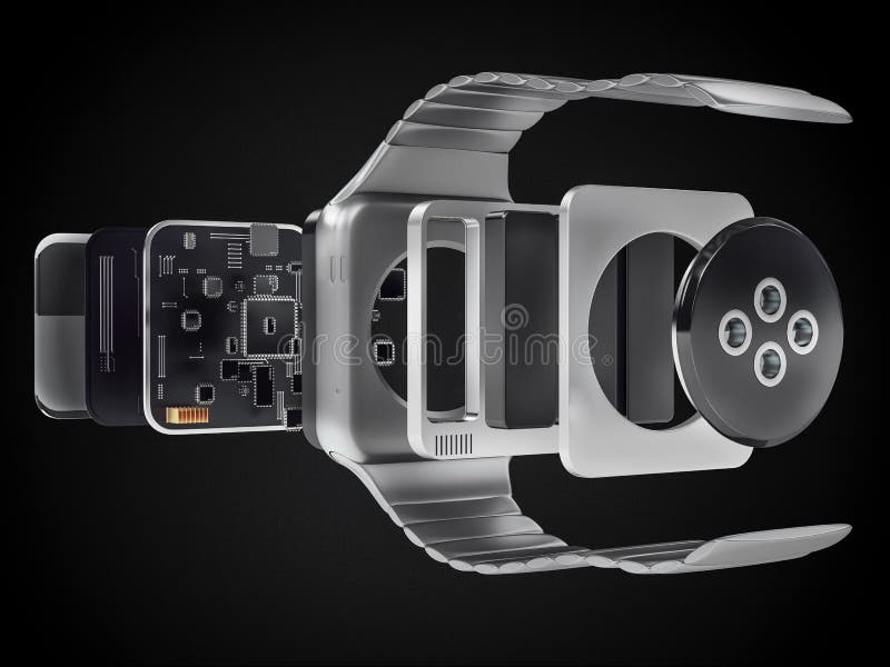 Internal Inside Electronic Smart Watches. 3D Illustration Stock Illustration Illustration of