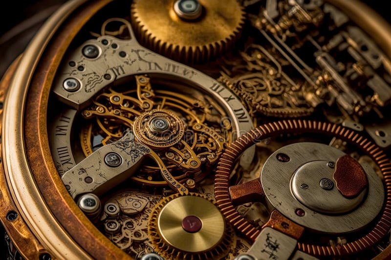 Internal Structure of Mechanical Clocks with Metal Clockwork with Gears