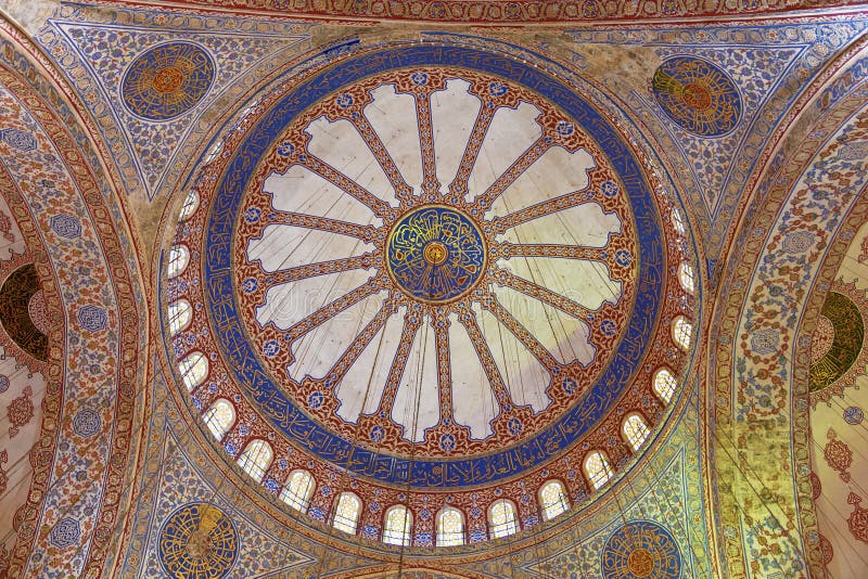 Internal view of Blue Mosque, Sultanahmet royalty free stock photos