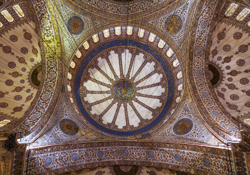 Internal view of Blue Mosque, Sultanahmet royalty free stock photo