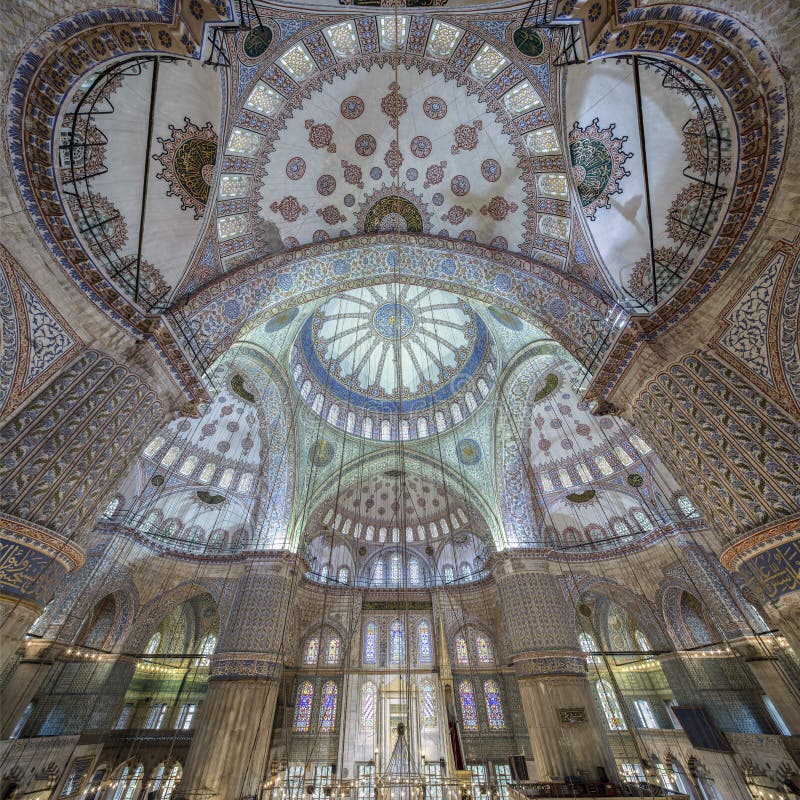 Internal view of Blue Mosque, Sultanahmet, Istanbul royalty free stock photography