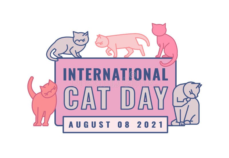 International Cat Day Logo. Celebration of Cats Stock Vector