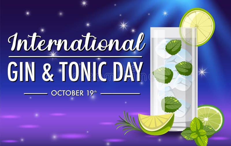 International Gin and Tonic Day Banner Stock Vector Illustration of