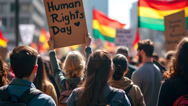 International Human Rights Day. The concept of freedom of speech stock illustration