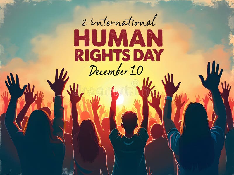 International Human Rights Day. The concept of freedom of speech stock illustration
