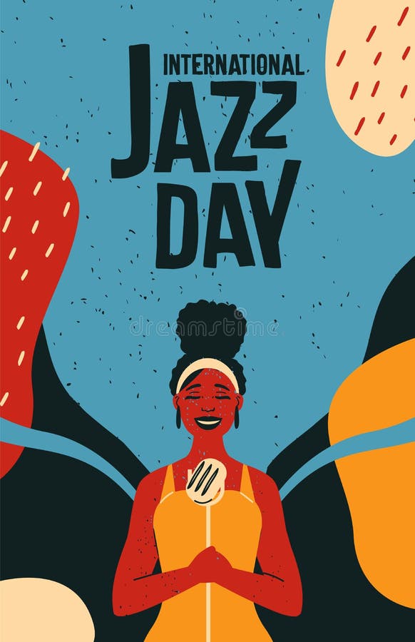 International Jazz Day retro poster of woman singer stock illustration International Jazz Day retro poster of woman singer stock illustration