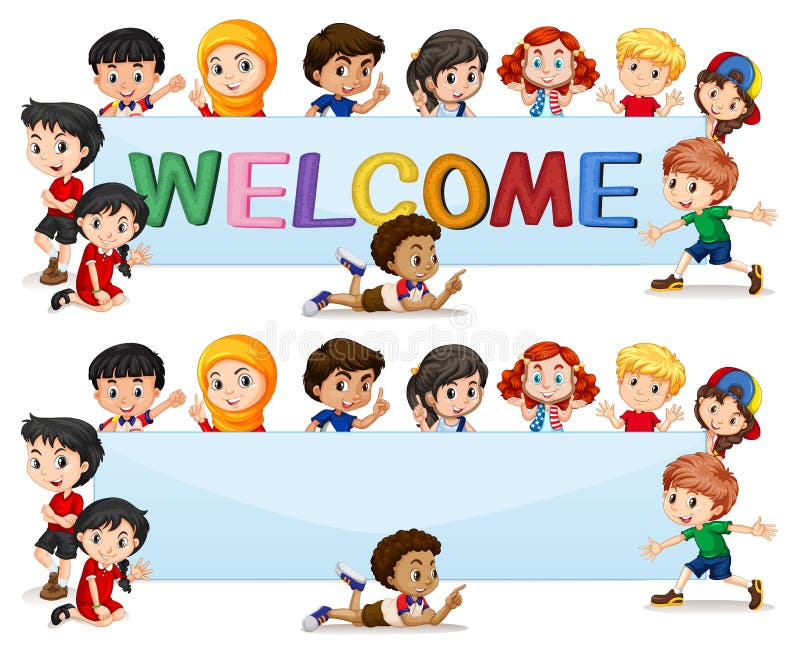 International Kids on Welcome Banner Stock Vector - Illustration of vintage, muslim: 129976999 International Kids on Welcome Banner Stock Vector - Illustration of vintage, muslim: 129976999