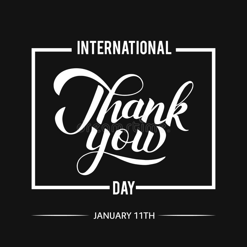 International Thank You Day Calligraphy Hand Lettering with Frame on