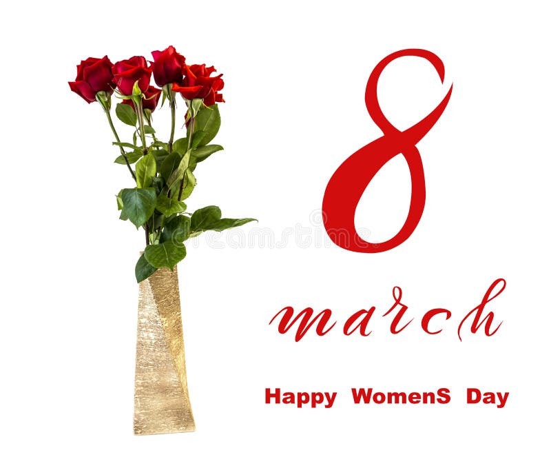 International Women`s Day March 8! Flat Lay, banner, greeting card with flowers from March 8