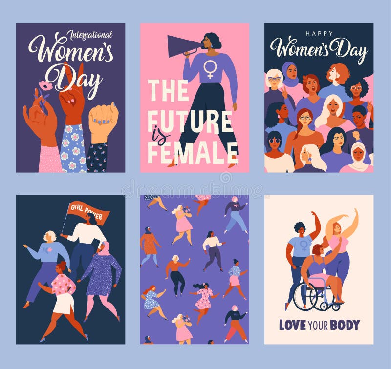 International Womens Day. Vector templates for card, poster, flyer and other users stock illustration International Womens Day. Vector templates for card, poster, flyer and other users stock illustration