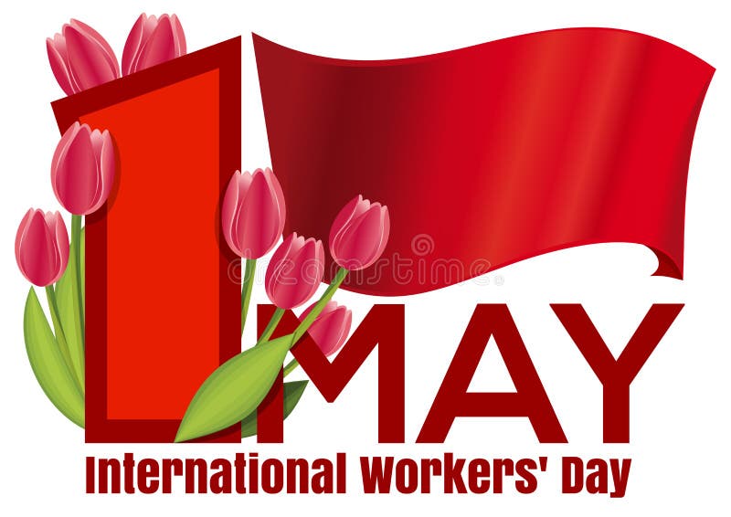 International Workers Day design with the red flag