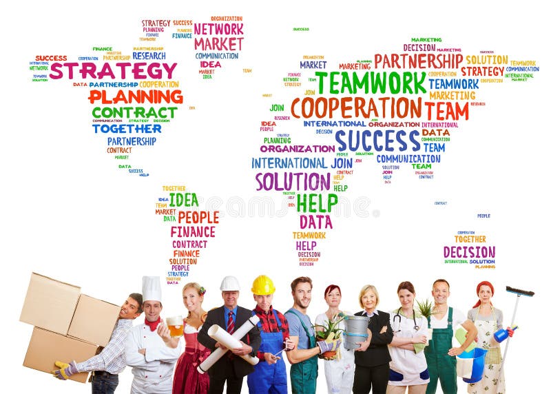 Internationale Teamwork mit vielen Berufen stockfoto Internationale Teamwork mit vielen Berufen stockfoto