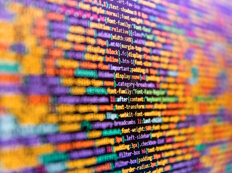 Internet app development and design. Close up of computer web page code inside of html file. Abstract information digital stock images Internet app development and design. Close up of computer web page code inside of html file. Abstract information digital stock images
