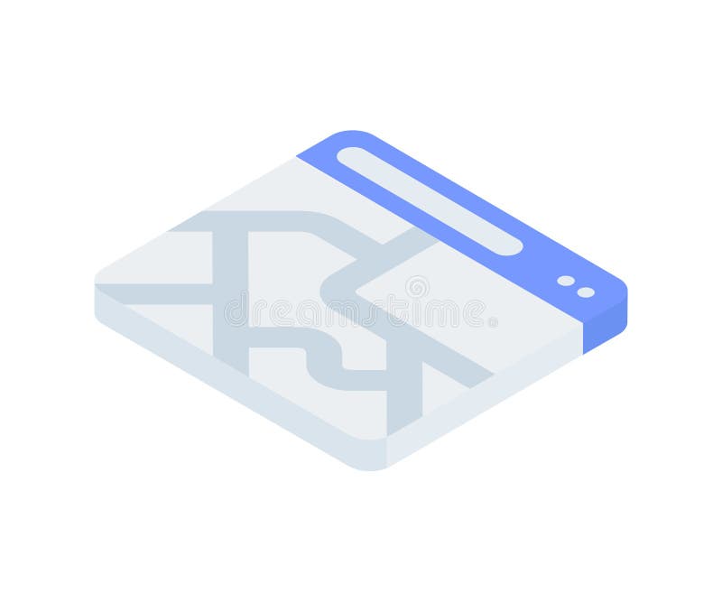 Internet browser open map geolocation global position GPS application 3d icon isometric vector stock illustration