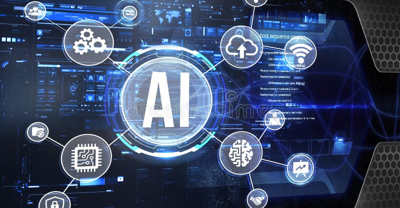 Internet, business, Technology and network concept. AI Learning and Artificial Intelligence Concept royalty free illustration