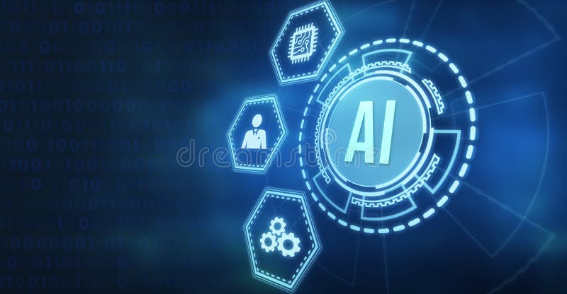 Internet, business, Technology and network concept. AI Learning and Artificial Intelligence Concept stock illustration