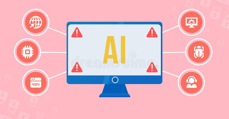 Internet, business, Technology and network concept. AI Learning and Artificial Intelligence Concept stock illustration