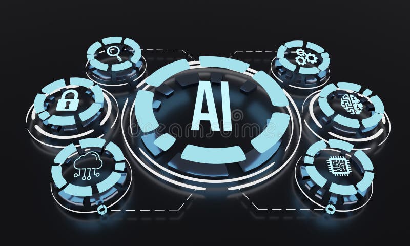 Internet, business, Technology and network concept. AI Learning and Artificial Intelligence Concept royalty free illustration