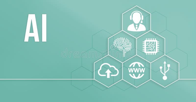 Internet, business, Technology and network concept. AI Learning and Artificial Intelligence Concept royalty free illustration
