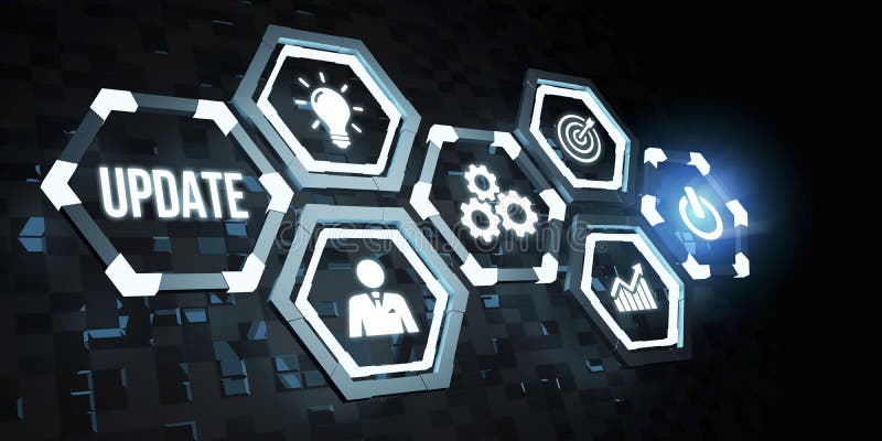 Internet, business, Technology and network concept. Update software computer program upgrade vector illustration