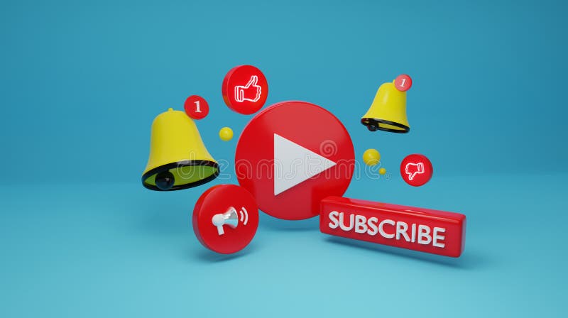 Internet, business, Technology and network concept.video play button, subscribe and bell icon. minimal social media promotion