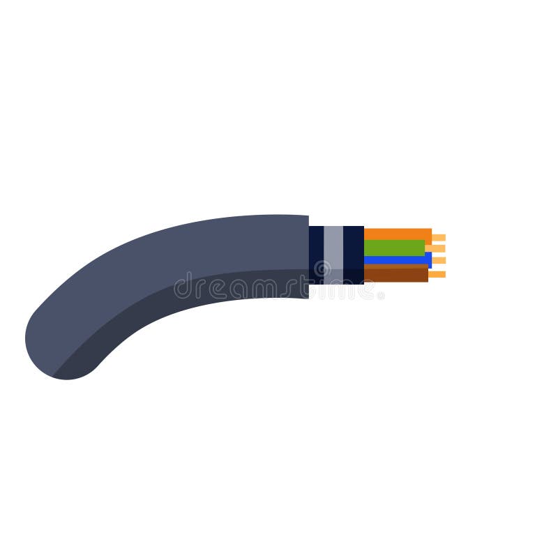 Cable. Flexible Coaxial Cord with Copper Core in Colored Braid