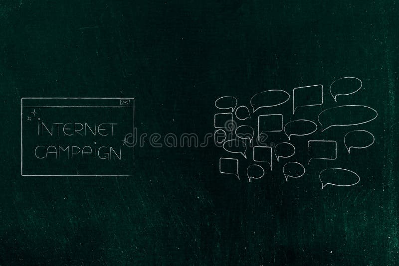 Internet campaign pop-up next to group of comment speech bubble royalty free stock photo