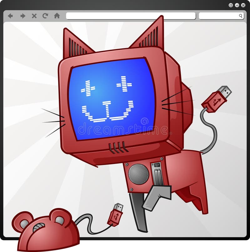 Illustration Cat Robot Robocat Catching Mouse Stock Illustration 28229026