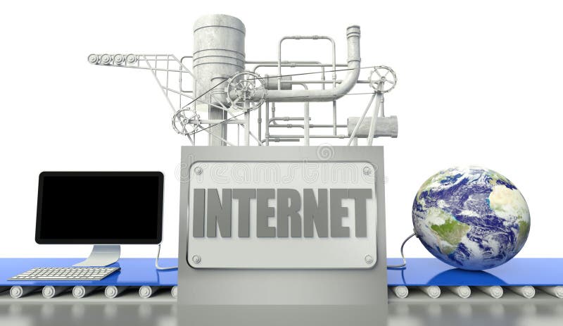 Internet concept, computer and earth globe vector illustration