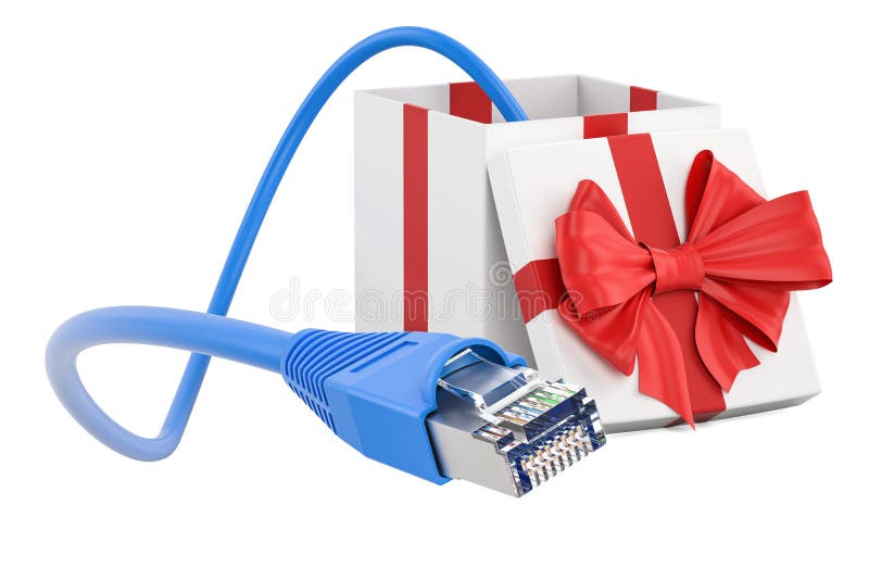 Internet connection in gift concept. 3D rendering royalty free illustration