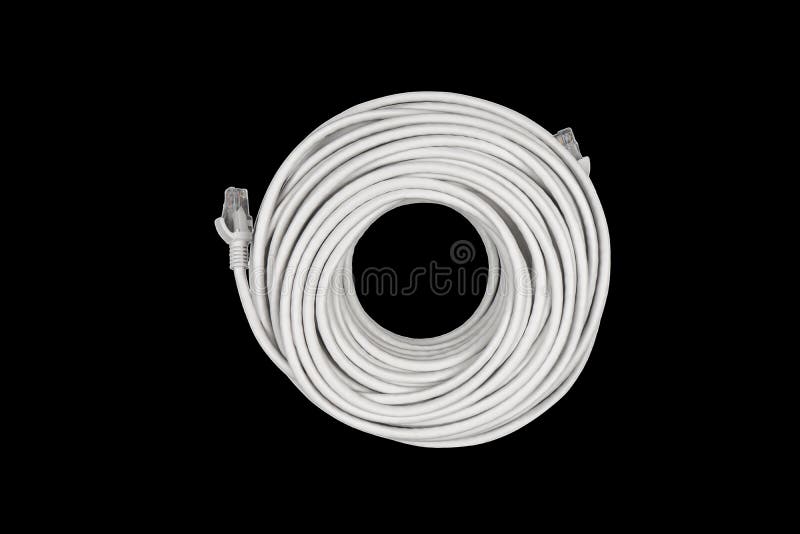 Data Cable Isolated on Black Background. LAN Cable Patch Cord