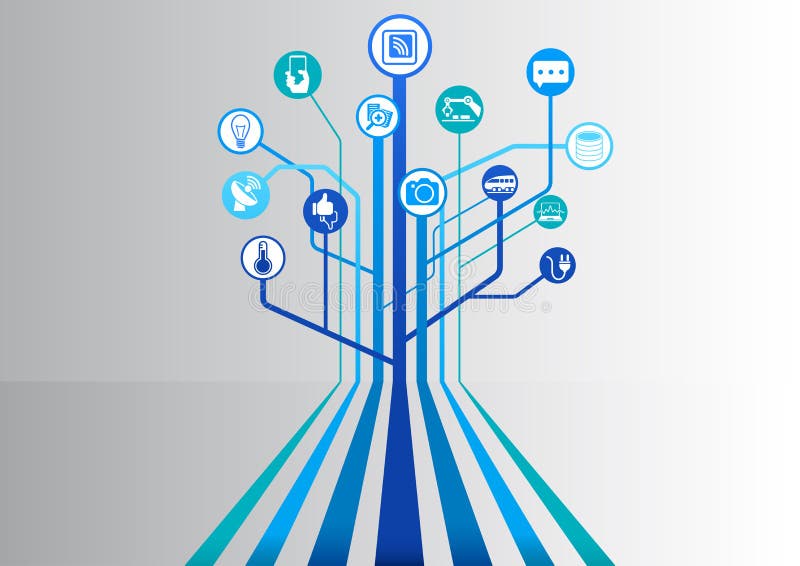 Internet delle cose (IOT) infographic e fondo di tecnologia per i dispositivi collegati illustrazione vettoriale Internet delle cose (IOT) infographic e fondo di tecnologia per i dispositivi collegati illustrazione vettoriale