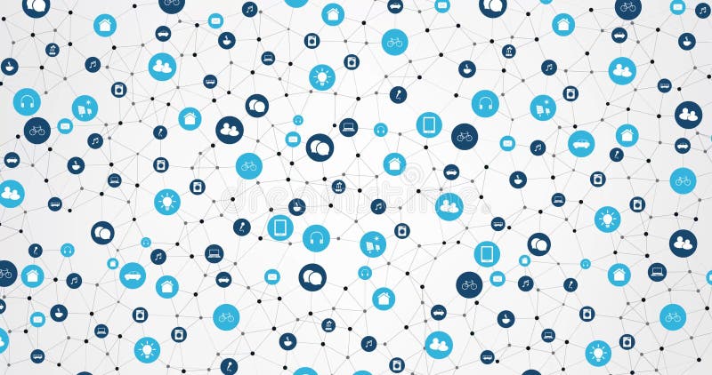 Internet des choses, nuage calculant, animation moderne de concept de technologie numérique comportant la Tablette, connexions ré illustration de vecteur