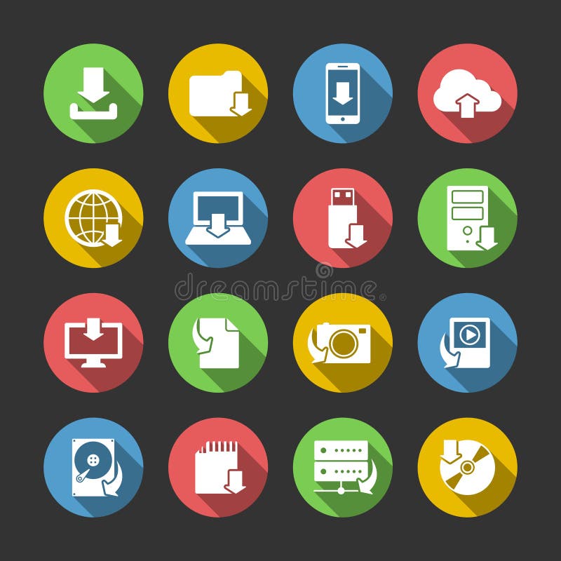 Internet Download Symbols Icons Set Stock Vector - Illustration of