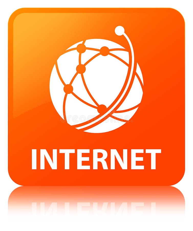 (global Network Icon) Orange Square Button Stock Illustration