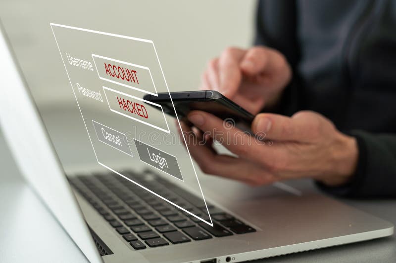 Internet network security technology computer online system and spreading to global stolen personal data on computer royalty free stock photography