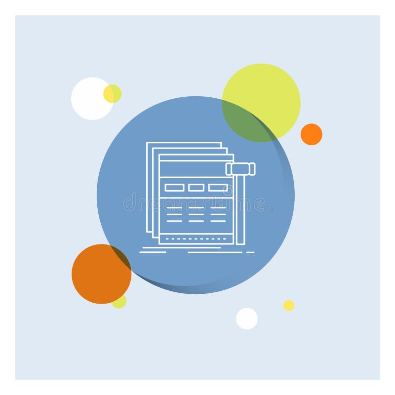 Internet, page, web, webpage, wireframe White Line Icon colorful Circle Background stock illustration Internet, page, web, webpage, wireframe White Line Icon colorful Circle Background stock illustration